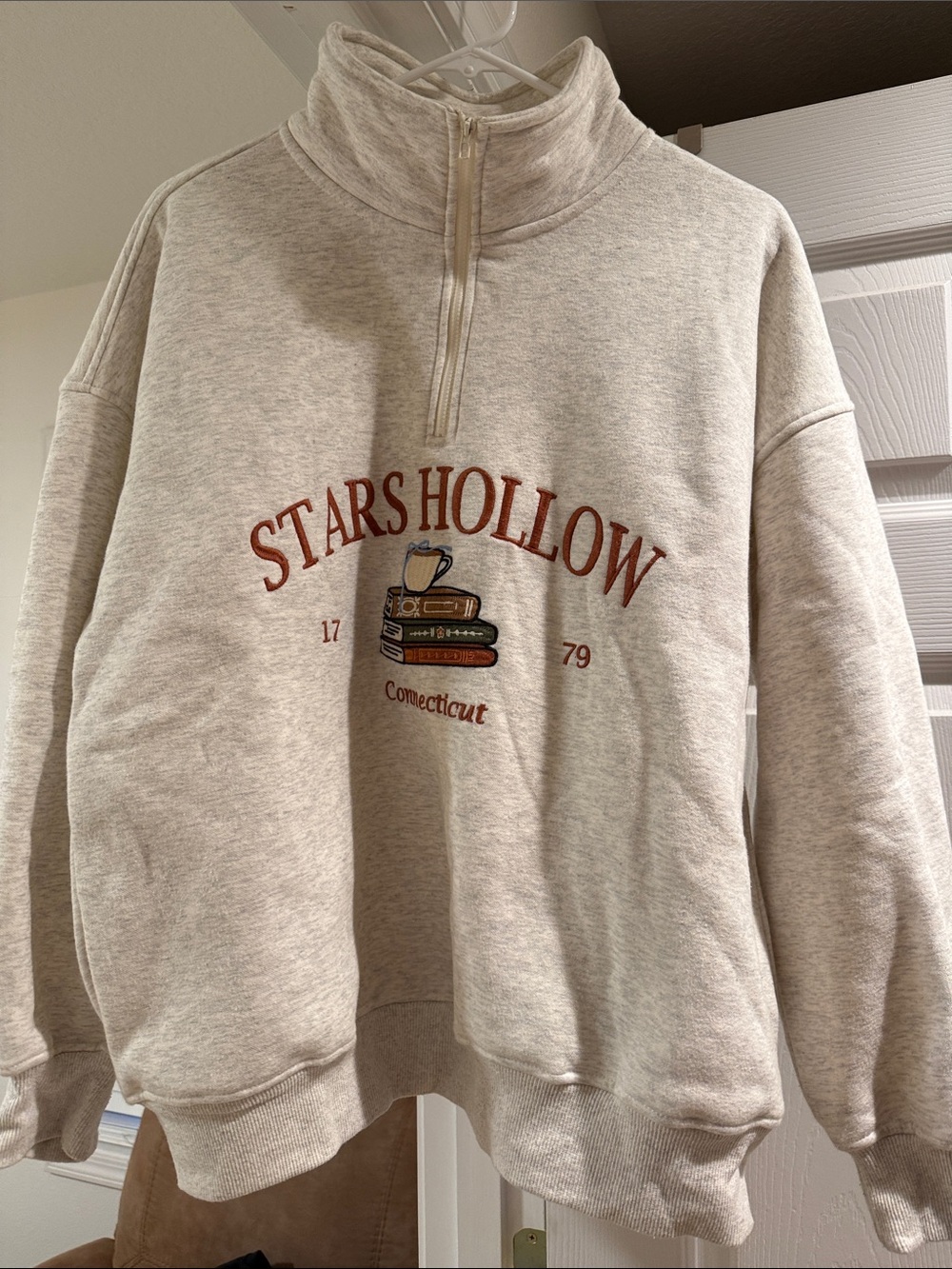 Altar'd State Stars Hollow Beige Quarter-Zip Sweatshirt